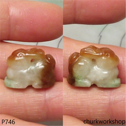 Small multi color jade rabbit pendant