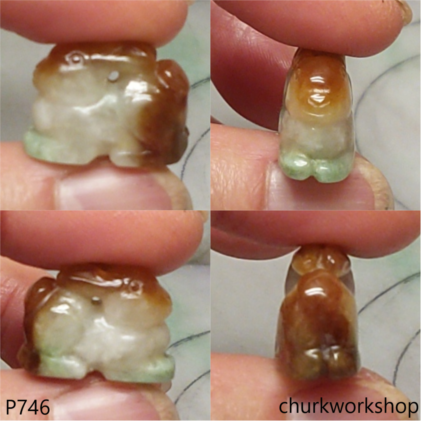 Small multi color jade rabbit pendant