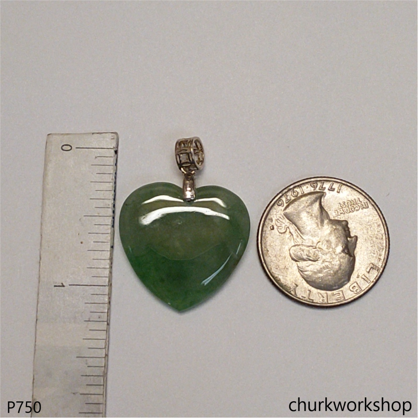 Bluish green jade heart