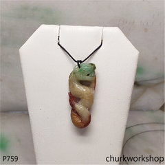 Multi-color jade snake pendant