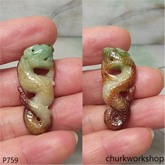 Multi-color jade snake pendant