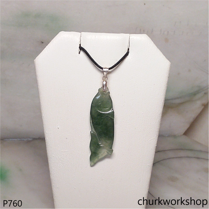 Bluish green jade fish pendant
