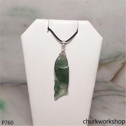 Bluish green jade fish pendant