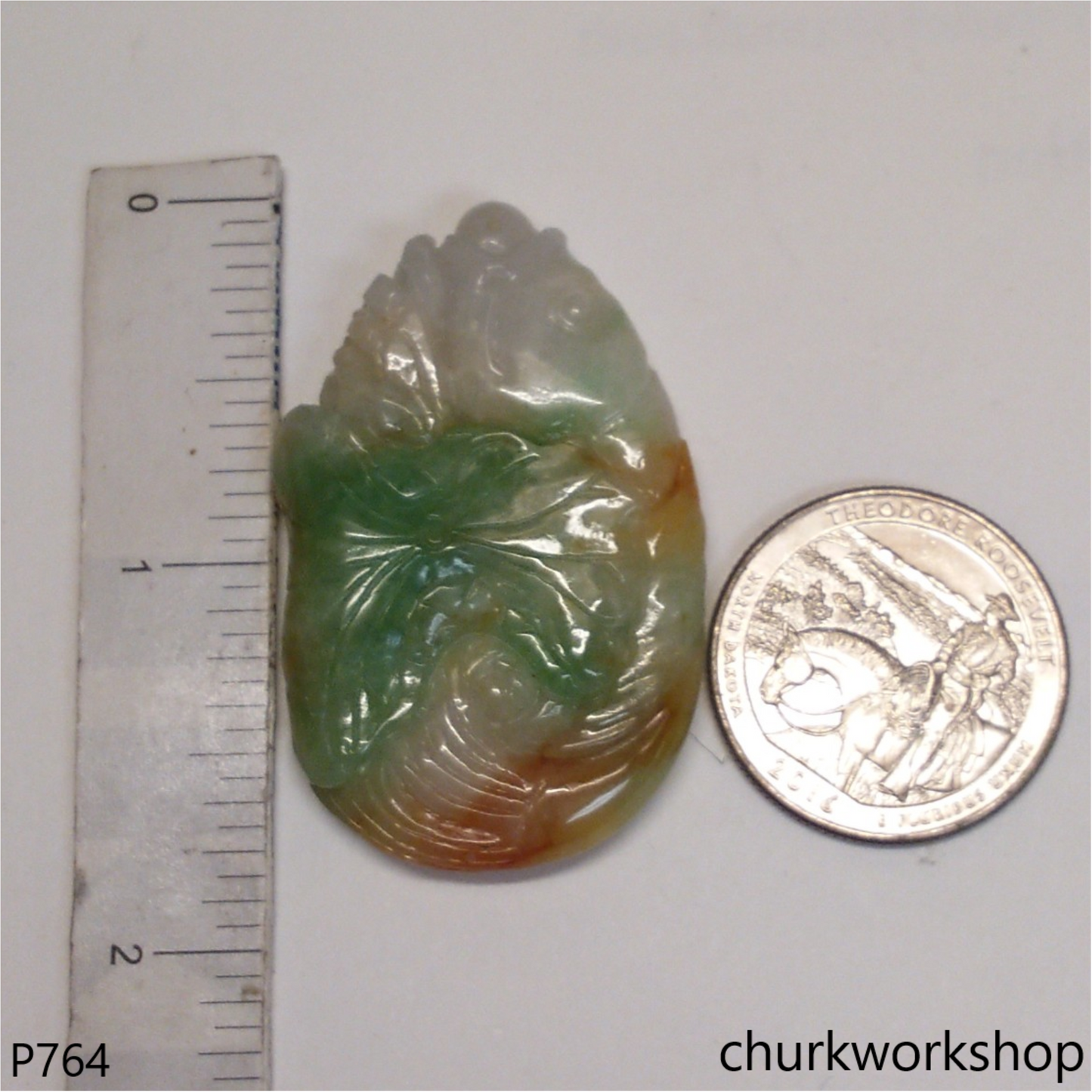 Multi-color jade fish pendant