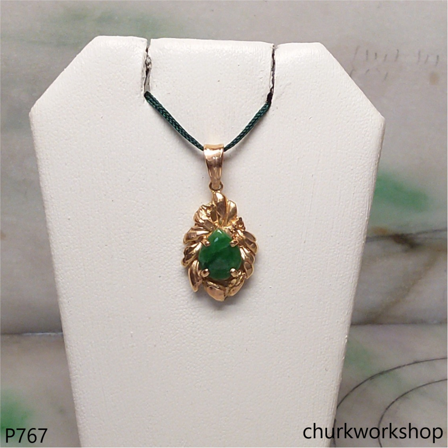 14K jade pendant