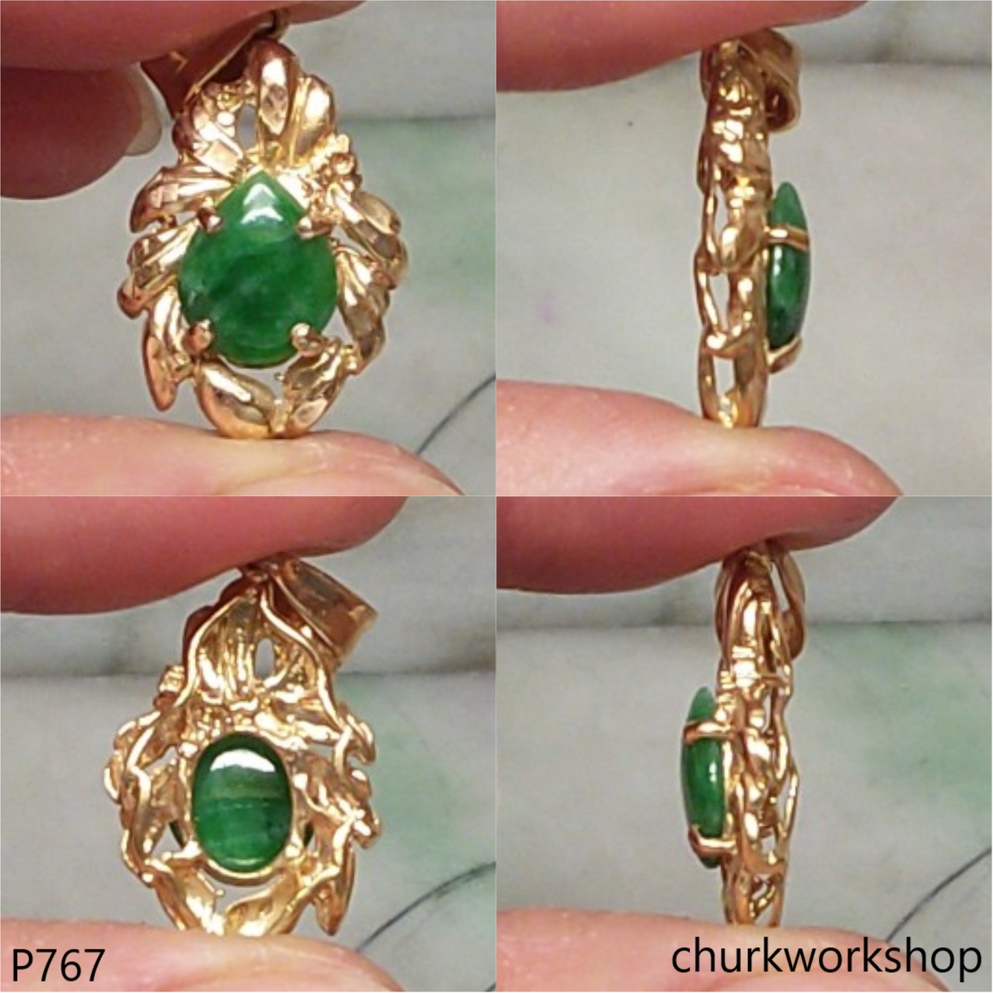 14K jade pendant