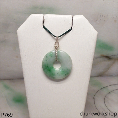 Jade Donut pendant sterling silver bail