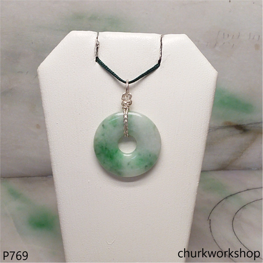 Jade Donut pendant sterling silver bail