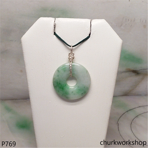 Jade Donut pendant sterling silver bail