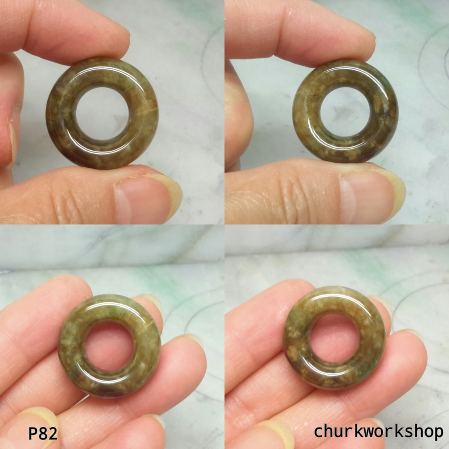 Dark brownish round jade pendant, jade donut