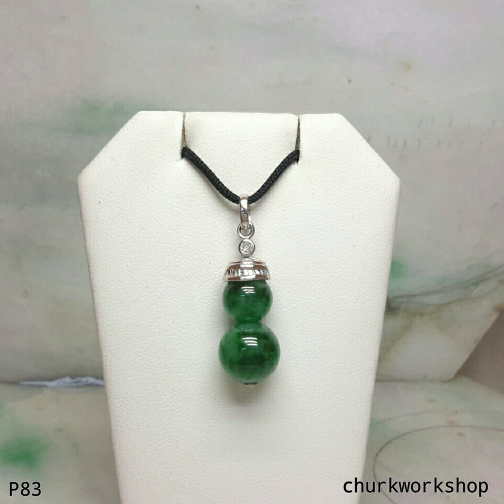 Green double jade bead pendant, green jade pendant