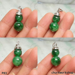 Green double jade bead pendant, green jade pendant