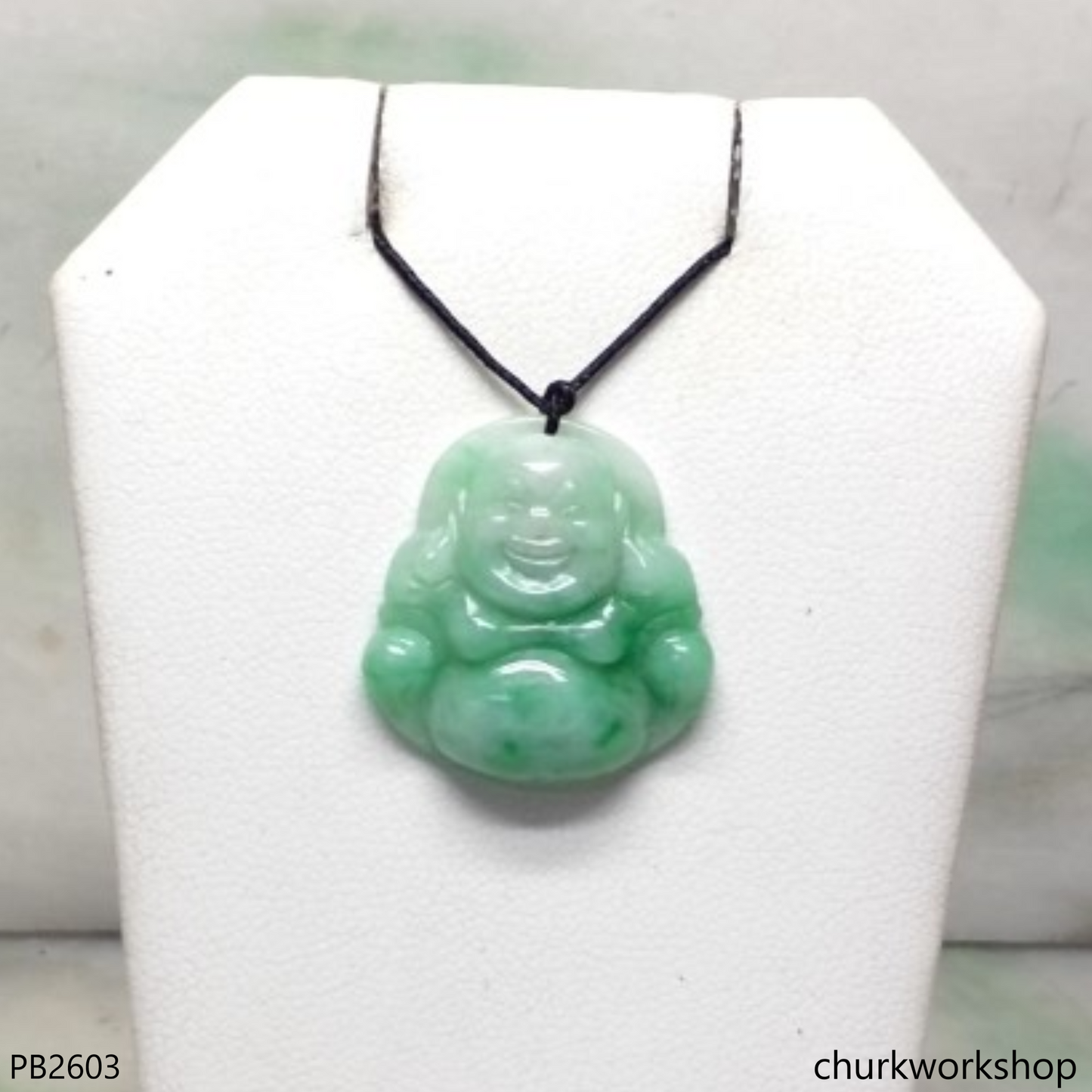 Small jade happy Buddha pendant