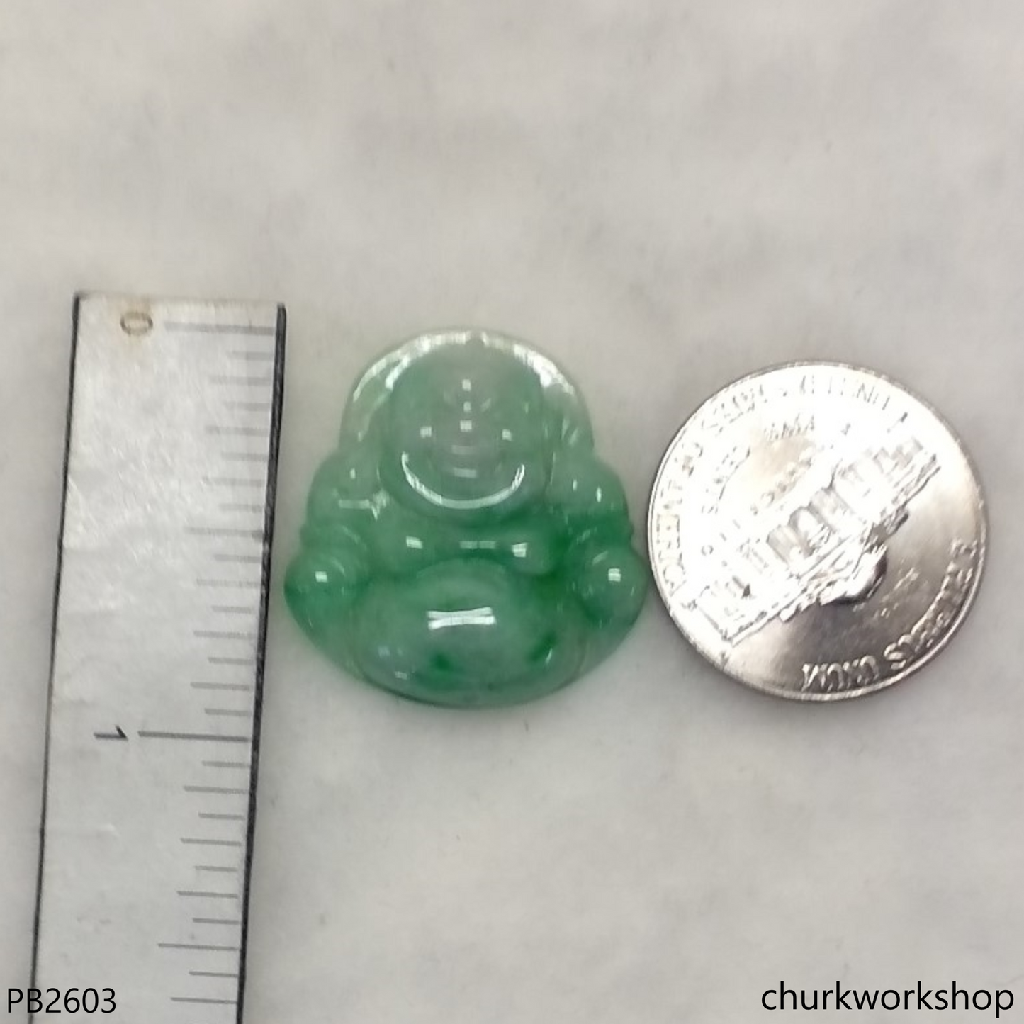 Small jade happy Buddha pendant