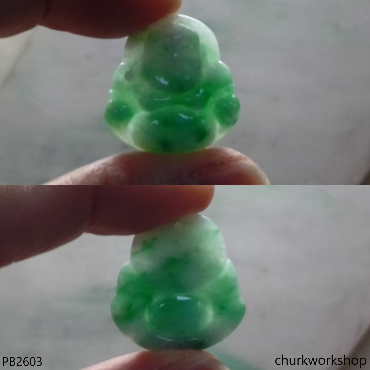 Small jade happy Buddha pendant