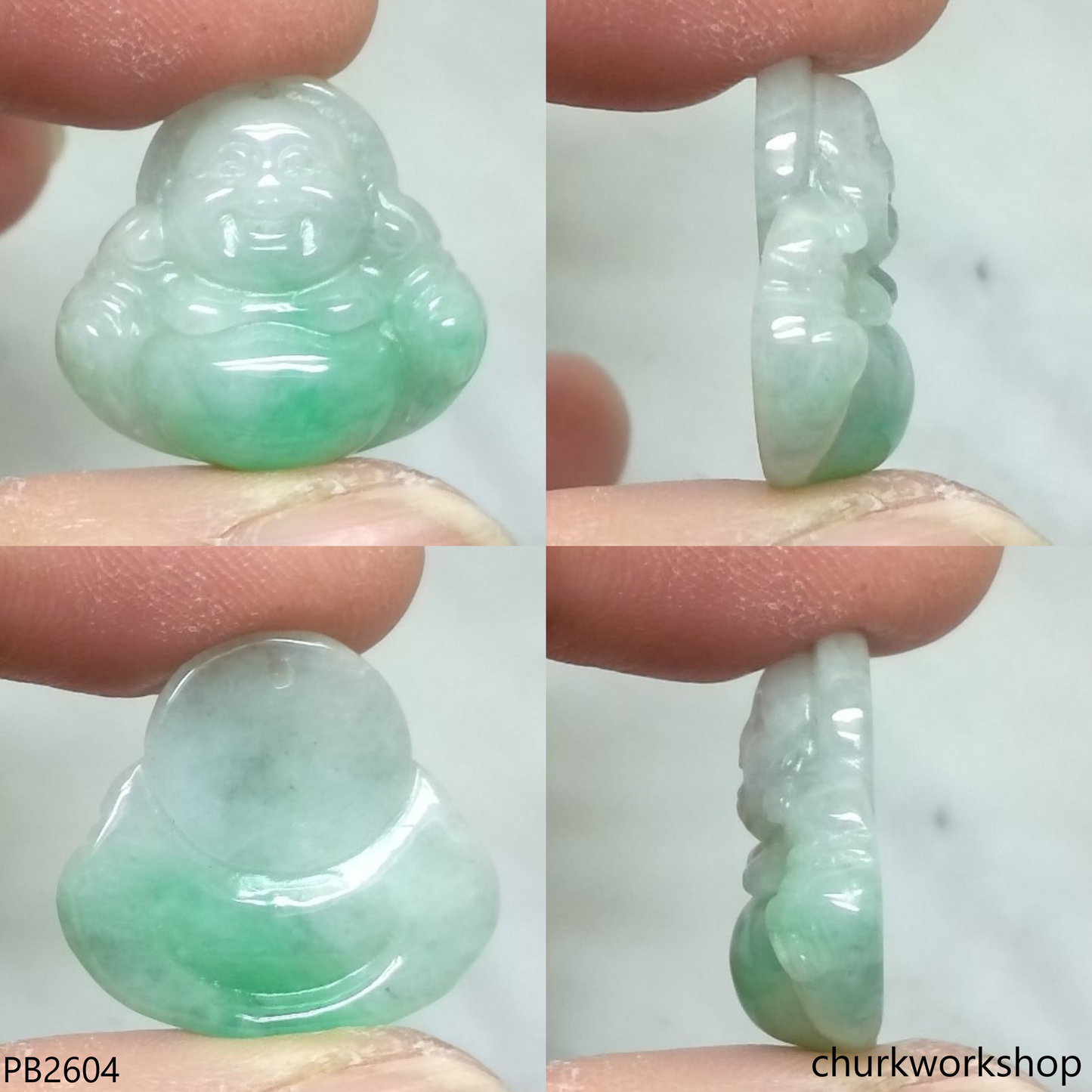 Small jade happy Buddha pendant
