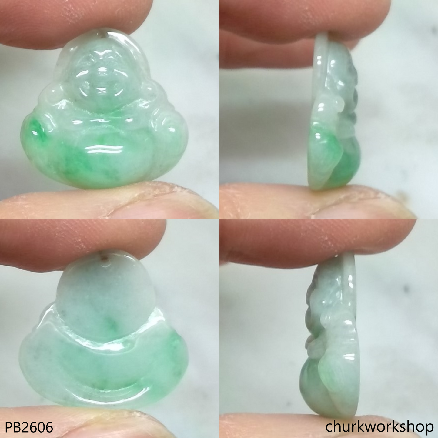 Small jade happy Buddha pendant