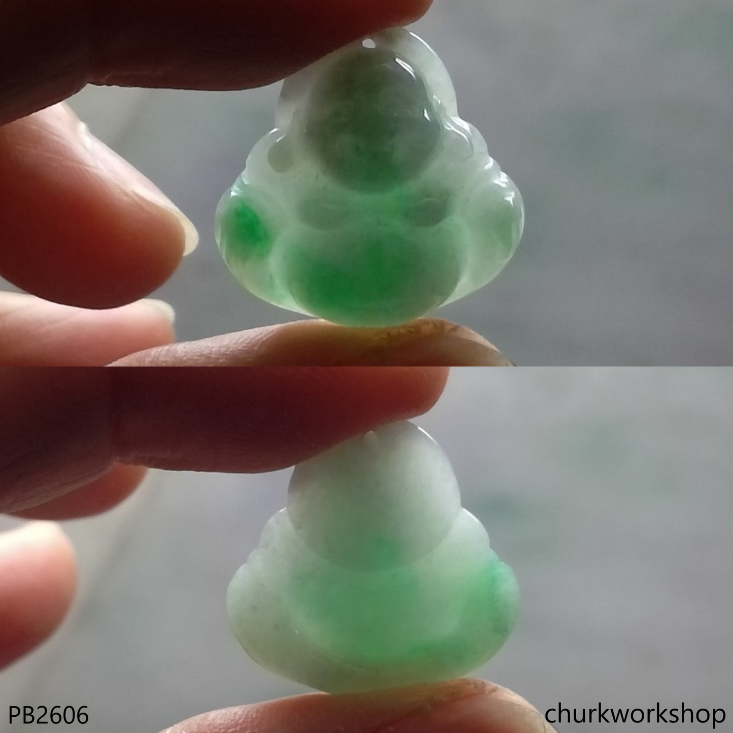 Small jade happy Buddha pendant