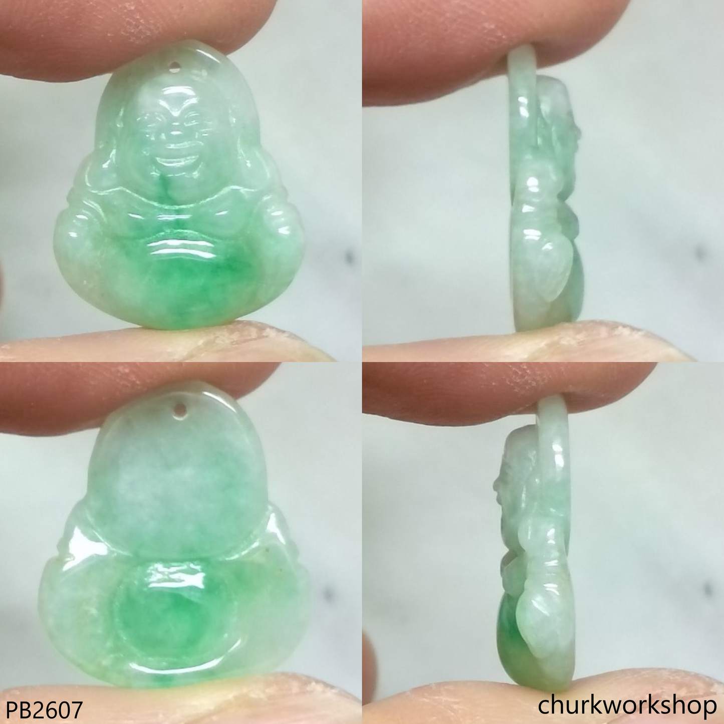 Small jade happy Buddha pendant