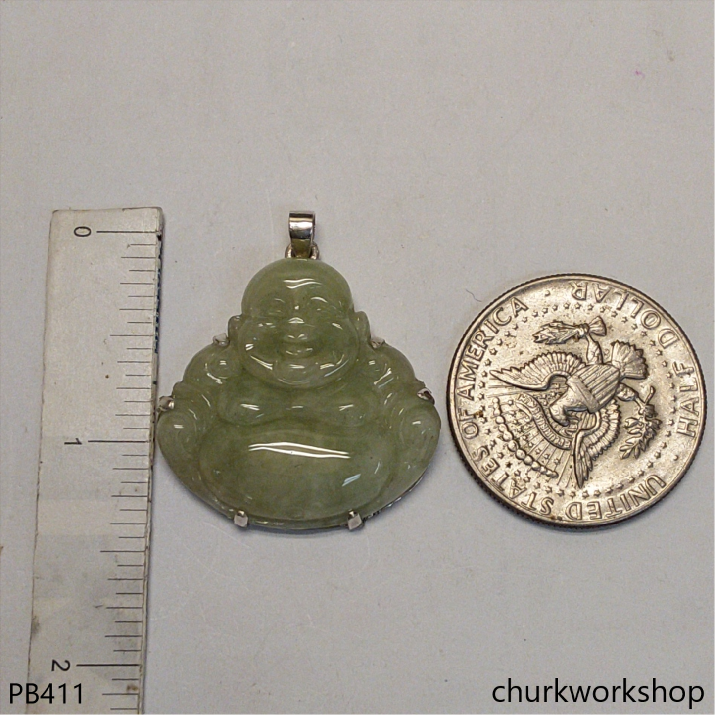 Jade happy Buddha pendant