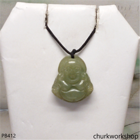 Small jade happy Buddha pendant