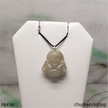 Small grayish lavender jade happy Buddha pendant
