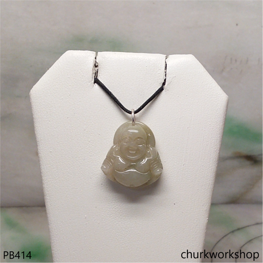 Small grayish lavender jade happy Buddha pendant