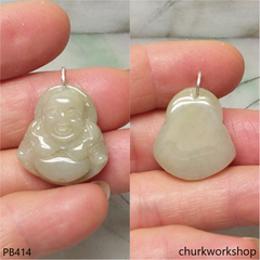 Small grayish lavender jade happy Buddha pendant