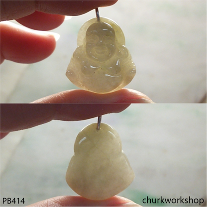 Small grayish lavender jade happy Buddha pendant