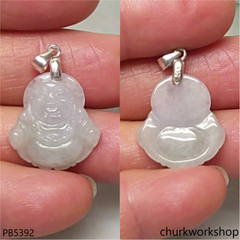 Small pale lavender jade happy Buddha pendant