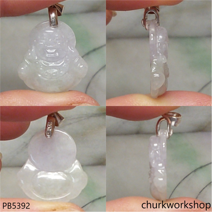 Small pale lavender jade happy Buddha pendant