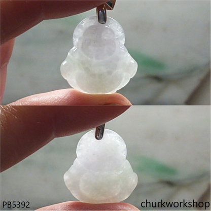 Small pale lavender jade happy Buddha pendant