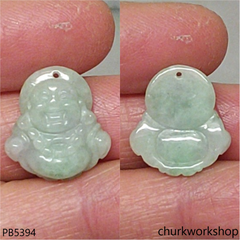 Mini light jade happy Buddha pendant