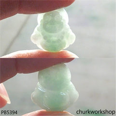 Mini light jade happy Buddha pendant