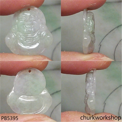 Small pale lavender jade happy Buddha pendant
