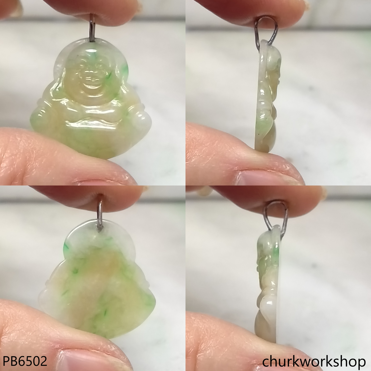 Small jade happy Buddha pendant