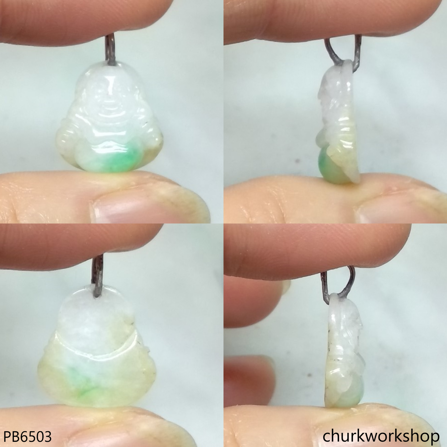 Small jade happy Buddha pendant