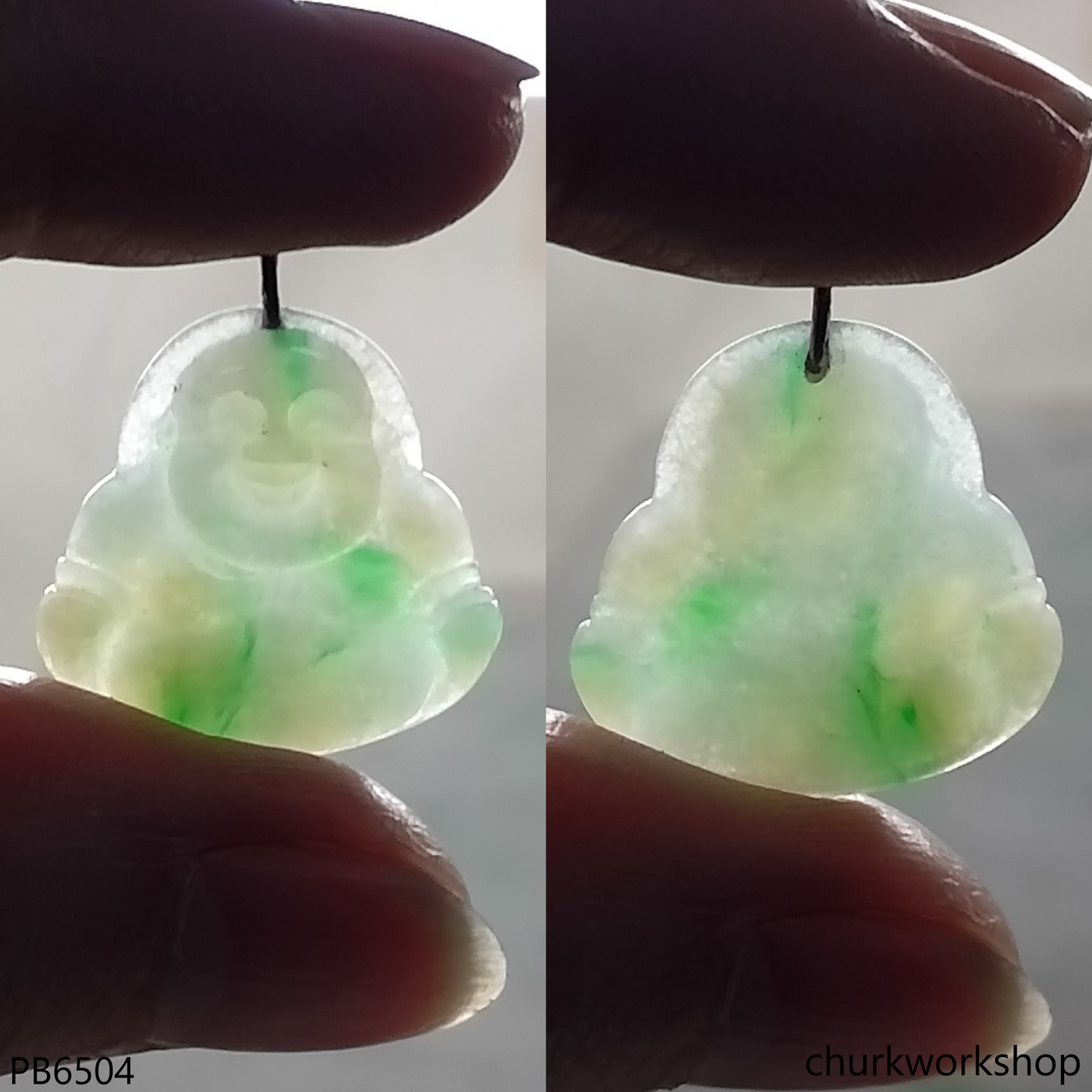 Small jade happy Buddha pendant