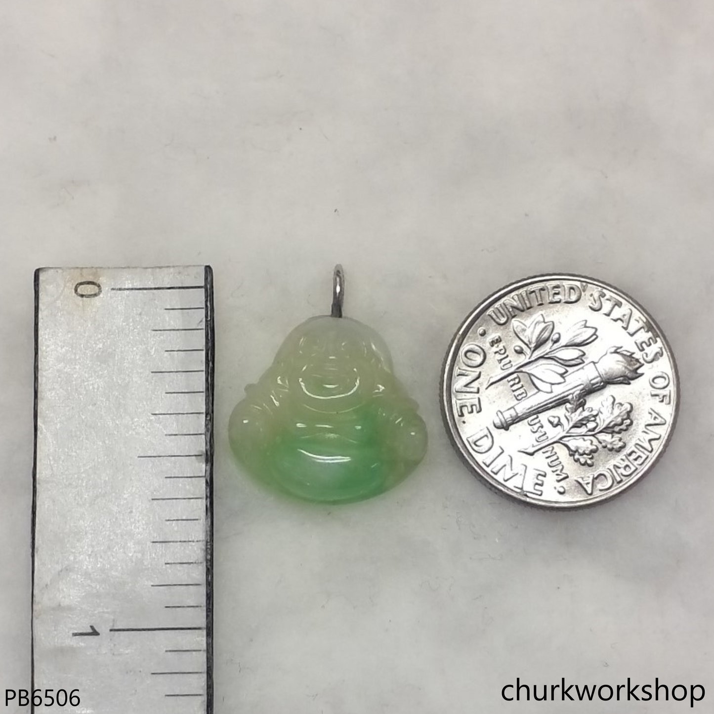 Small jade happy Buddha pendant