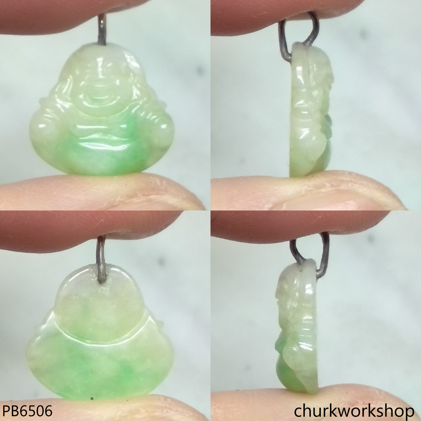 Small jade happy Buddha pendant