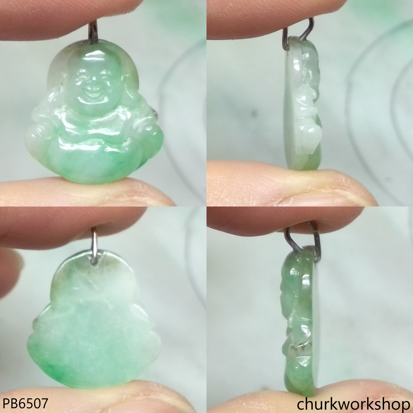 Small jade happy Buddha pendant