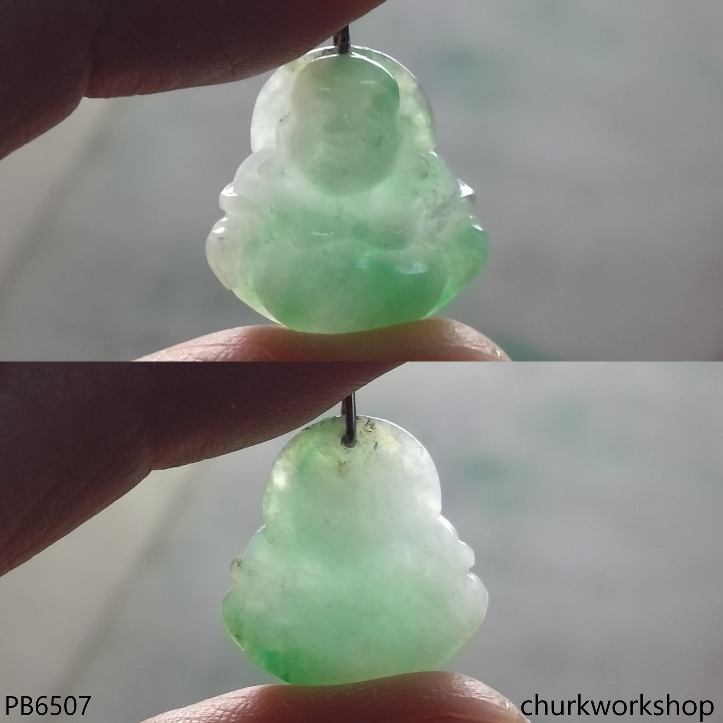 Small jade happy Buddha pendant