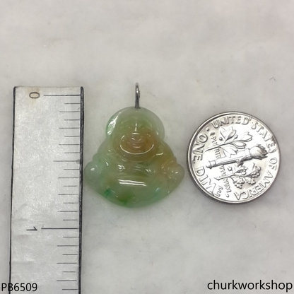 Small multicolor jade happy Buddha pendant