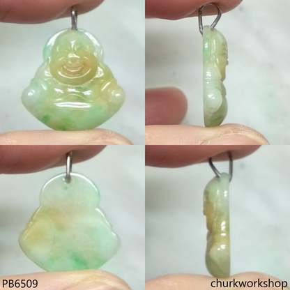 Small multicolor jade happy Buddha pendant