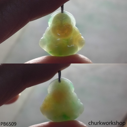 Small multicolor jade happy Buddha pendant