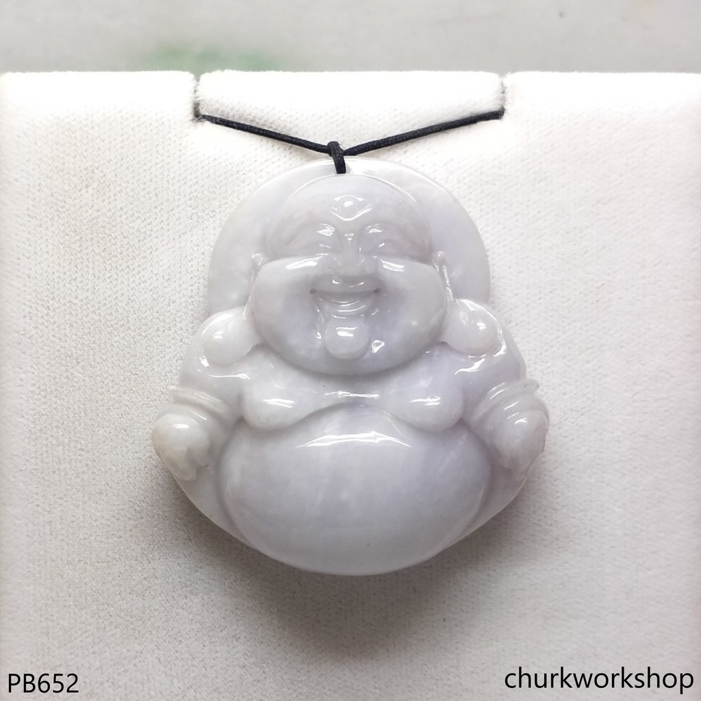 Reserved    Large lavender jade happy Buddha pendant