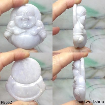 Reserved    Large lavender jade happy Buddha pendant