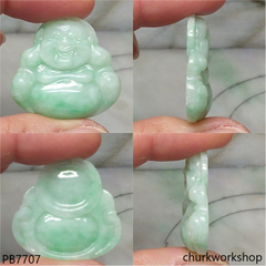 Green jade happy Buddha pendant