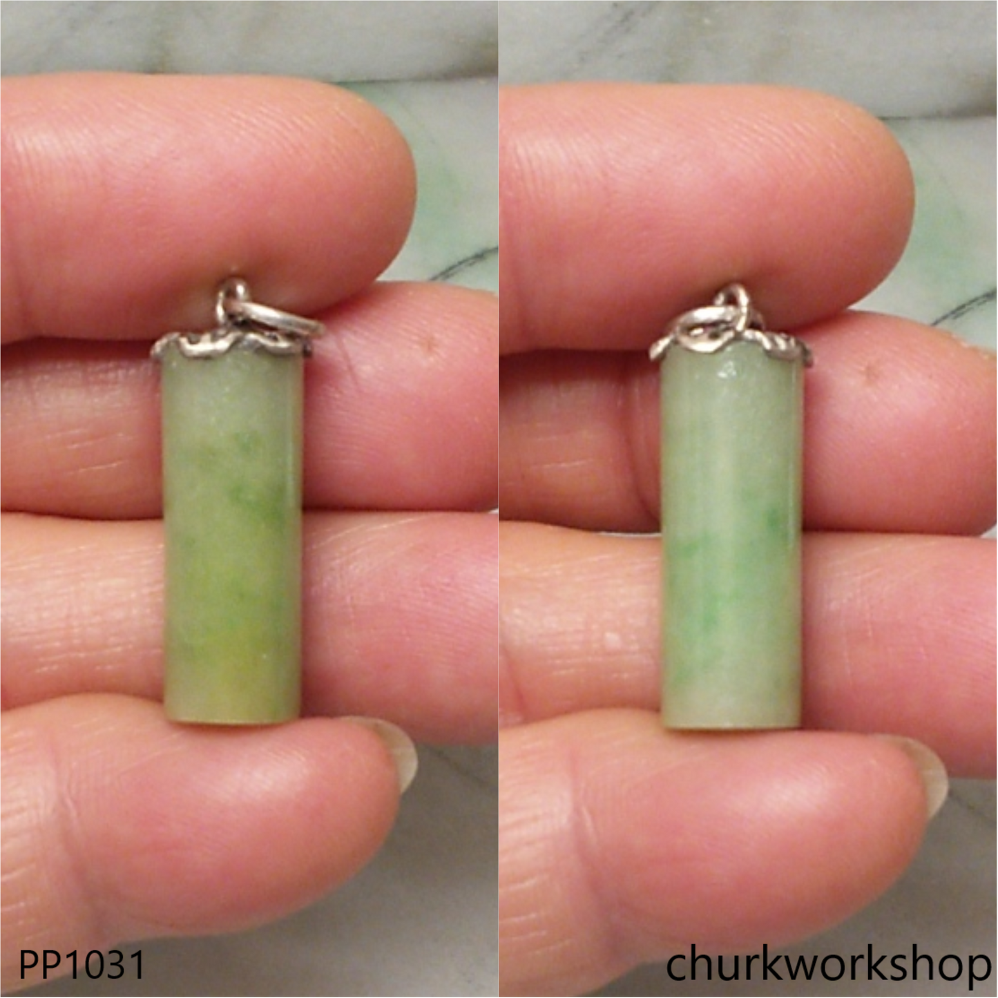 Yellowish green small  jade cylinder