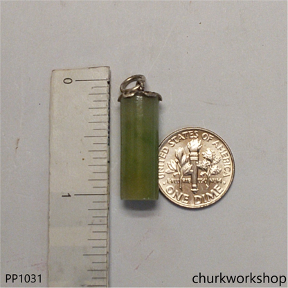 Yellowish green small  jade cylinder